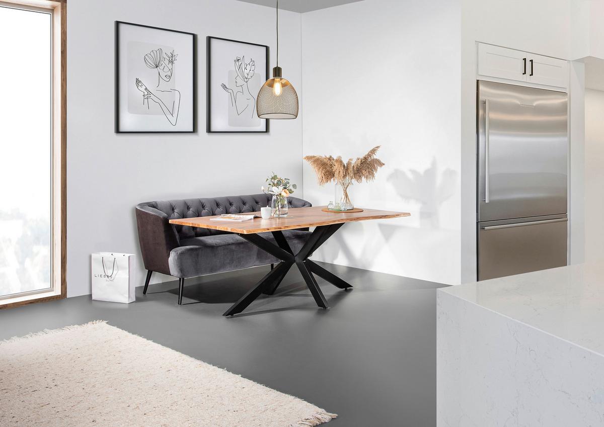 2-Sitzer-Sofa Kelly Dunkelgrau Flachgewebe - Dunkelgrau/Schwarz, KONVENTIONELL, Textil (170/83/70cm) - Livetastic