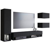 Wohnwand Alba Schwarz - Schwarz, Basics, Holzwerkstoff (270/130/32,5cm) - P & B