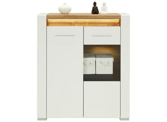 Komoda Highboard Leonardo - farby dubu/biela, Moderný, kompozitné drevo/sklo (100/116,5/40cm) - Modern Living Komoda Highboard Leonardo - farby dubu/biela, Moderný, kompozitné drevo/sklo (100/116,5/40cm) - Modern Living