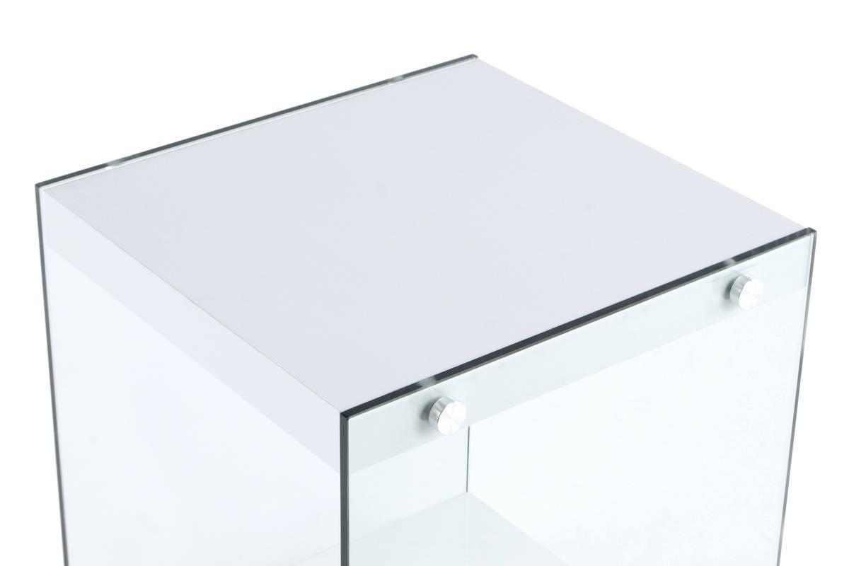 Beistelltisch mit Ablage Elementary Weiß - Klar/Weiß, Basics, Glas/Holzwerkstoff (35/35/45cm) - Kayoom