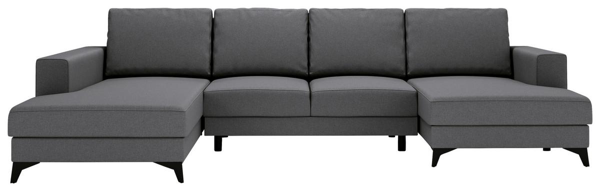 Harvey U Grau U: 190x339x156 Cm - Schwarz/Grau, Design, Textil (190/339/156cm) - Livetastic