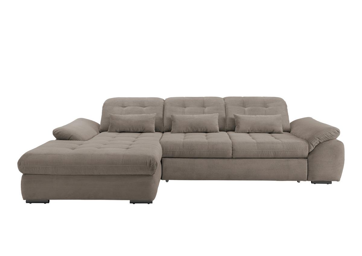 Ecksofa Mit Bettkasten Rigatti Graubraun S: 184x314cm - Graubraun/Schwarz, MODERN, Textil (184/314cm) - Livetastic