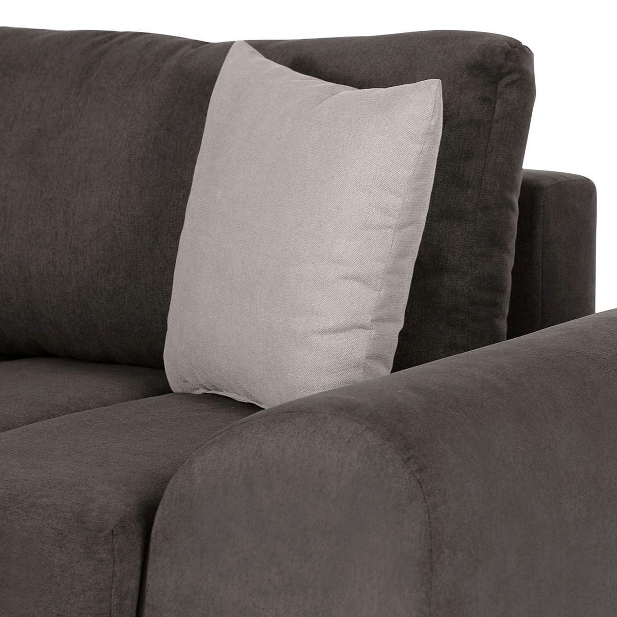 Ecksofa Mit Bettkasten Glasgow Dunkelgrau 175x270 Cm - Hellbraun/Chromfarben, KONVENTIONELL, Textil (175/270cm) - MID.YOU