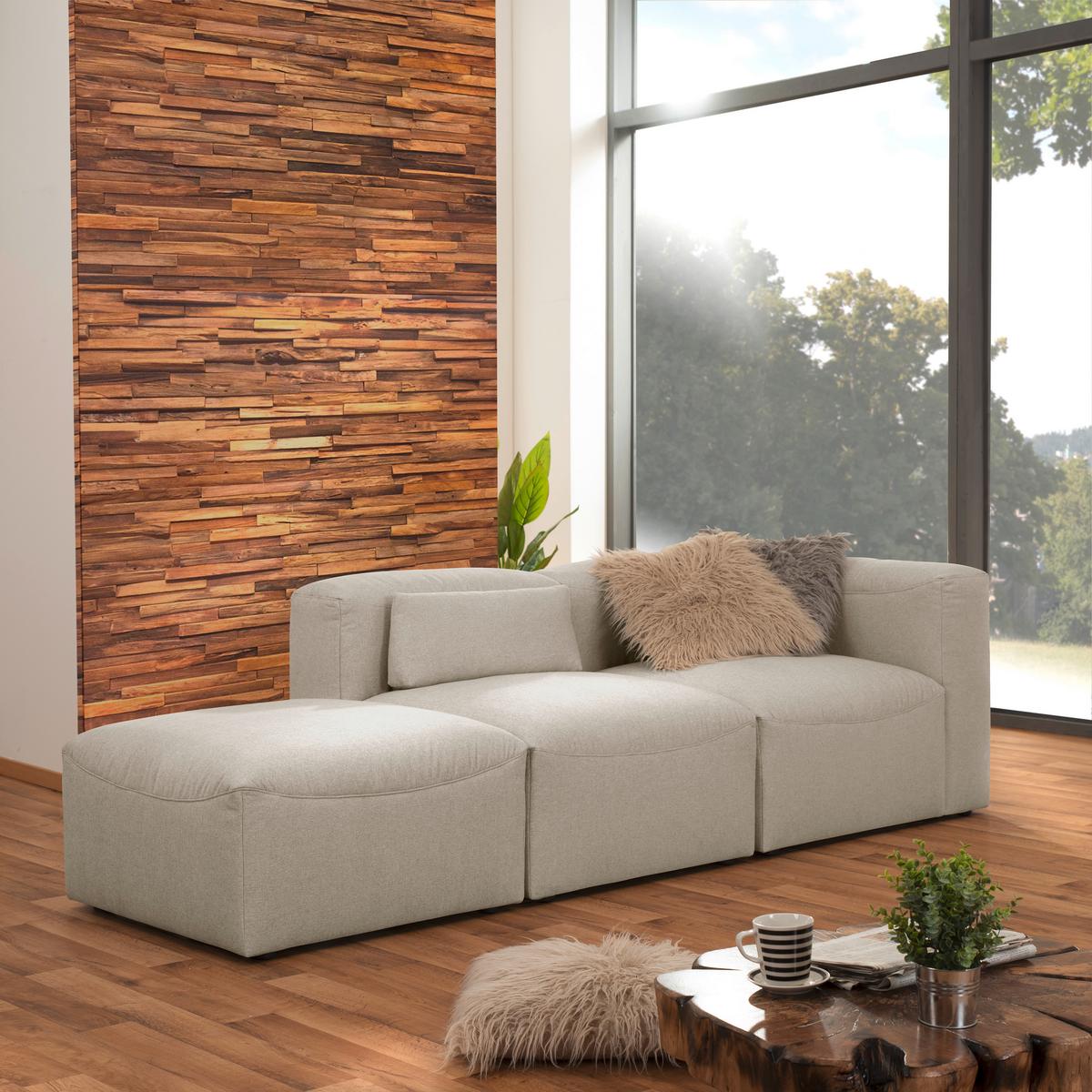Polsterhocker Lena Creme Flachgewebe H: 45 Cm - Creme, Design, Textil (75/45/75cm) - Max Winzer