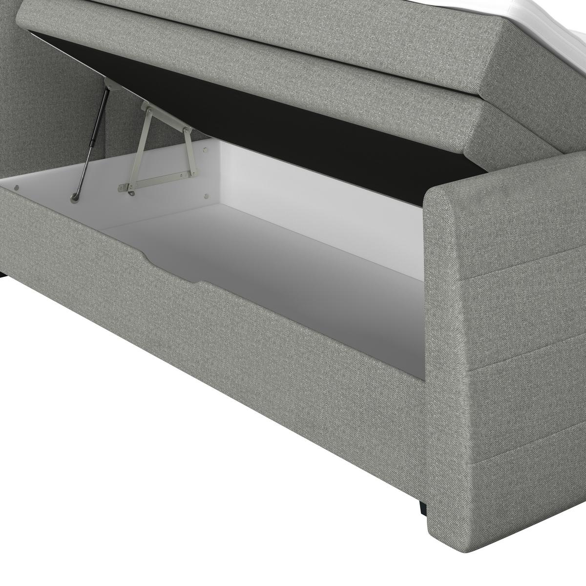 Boxspringbett mit Topper & Bettkasten 160x200 Libra - Hellgrau/Schwarz, KONVENTIONELL, Textil (160/200cm)