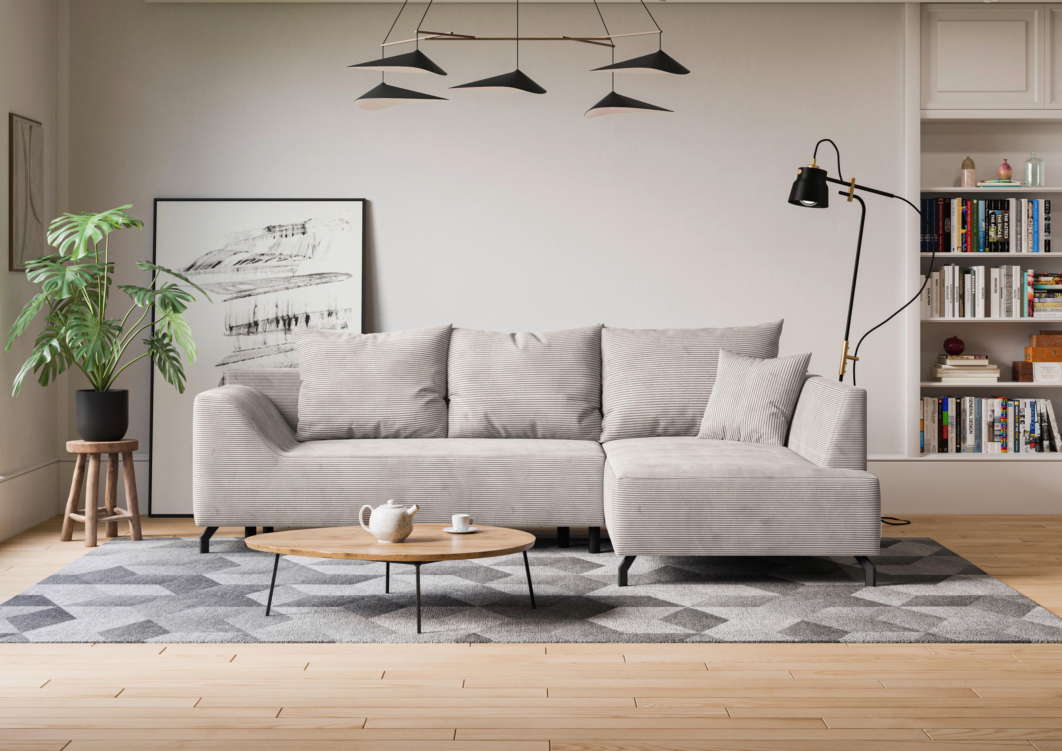 Eckschlafsofa Asolo Creme S: 273x167 cm - Creme/Schwarz, Design, Textil (273/167cm) - MID.YOU