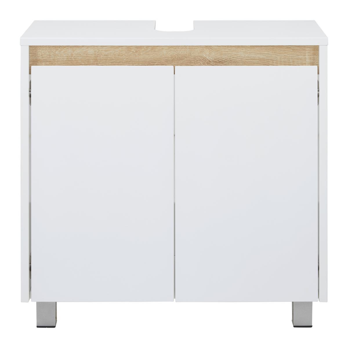 Spodná skrinka MASSIMO biela/borovica - biela/strieborná, Modern, plast (60/59/30cm) - Bessagi Home