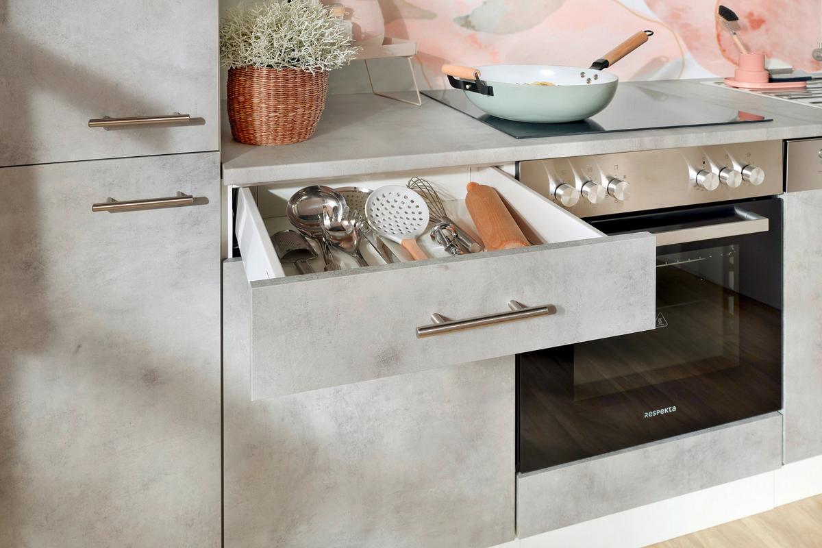 Eckküche Malia 280x172 cm Grau, mit Geräte - Weiß/Grau, Basics, Holzwerkstoff (280/172cm) - Respekta