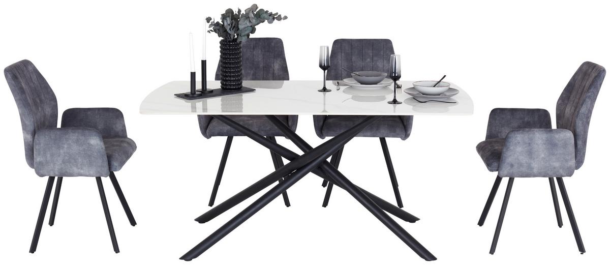 Étkezőasztal Mailand - fekete/fehér, Trend, fém/kerámia (160/75/90cm) - Nedis SmartLife