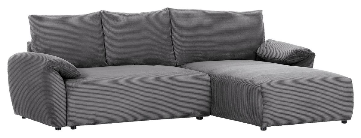 Ecksofa Cuty Dunkelgrau S: 266x180 Cm - Dunkelgrau/Schwarz, KONVENTIONELL, Textil (266/180cm) - MID.YOU