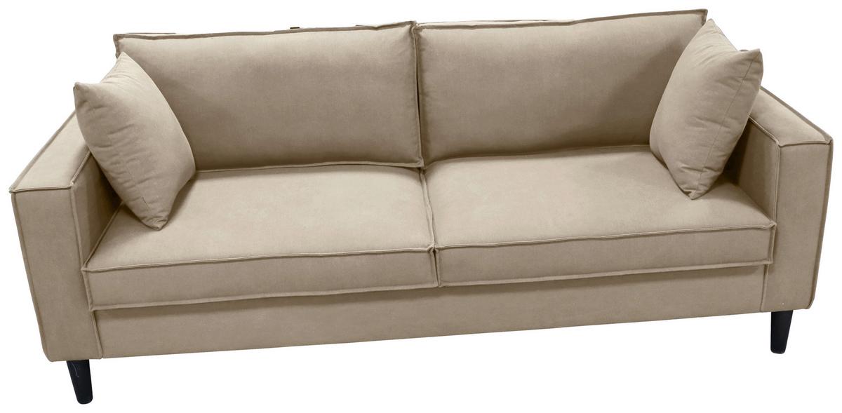 3-Sitzer-Sofa Beluna Beige B: 198,5 cm - Beige/Schwarz, Basics, Textil (198,5/84/83cm) - P & B