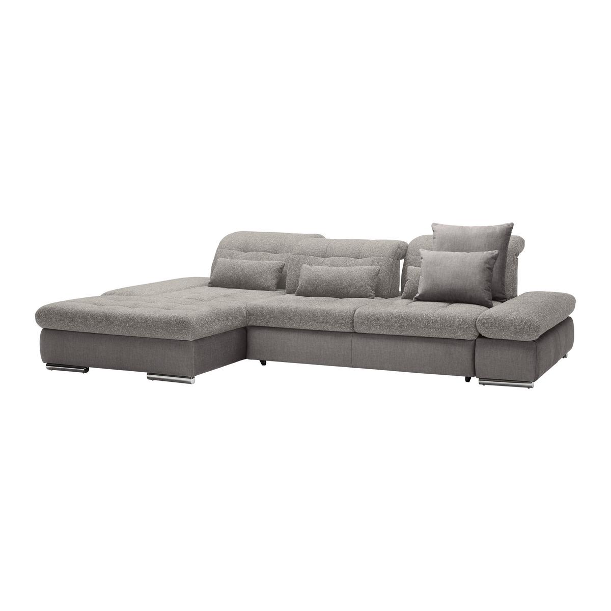 Rohová sedačka SANFINO, ľavá, strieborná - chrómová/strieborná, Konventionell, kov/drevo (199/79-96/305cm) - Premium Living