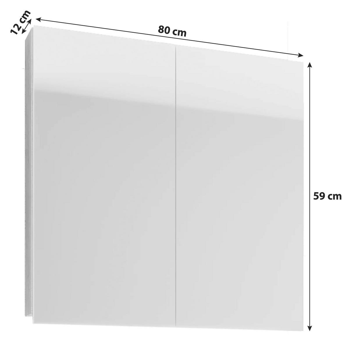 Spiegelschrank 2-Türig, 80x59x12cm, Sonoma Eiche Dekor - Sonoma Eiche, Basics, Glas/Holzwerkstoff (80/59/12cm) - MID.YOU