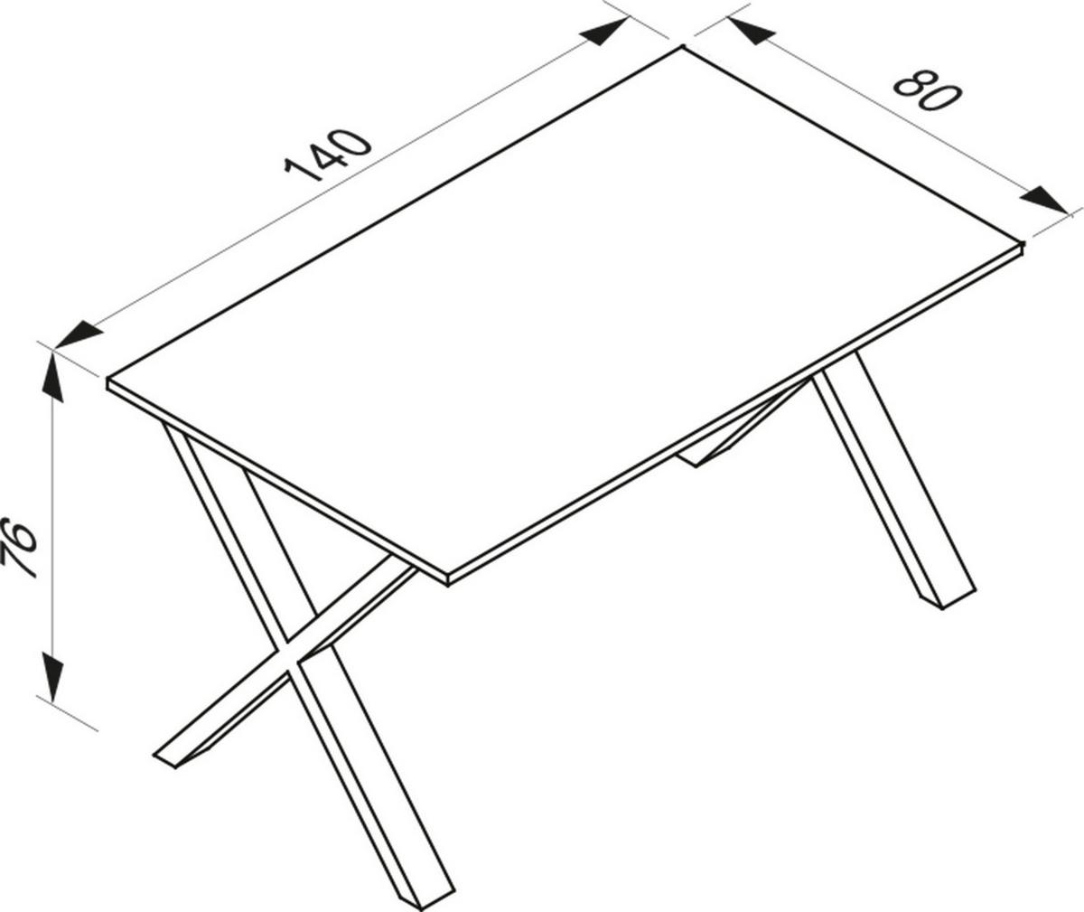 Schreibtisch Lona Honigeiche B: 140 cm - Honigeiche/Schwarz, Design, Holzwerkstoff/Metall (140/76/80cm) - MID.YOU