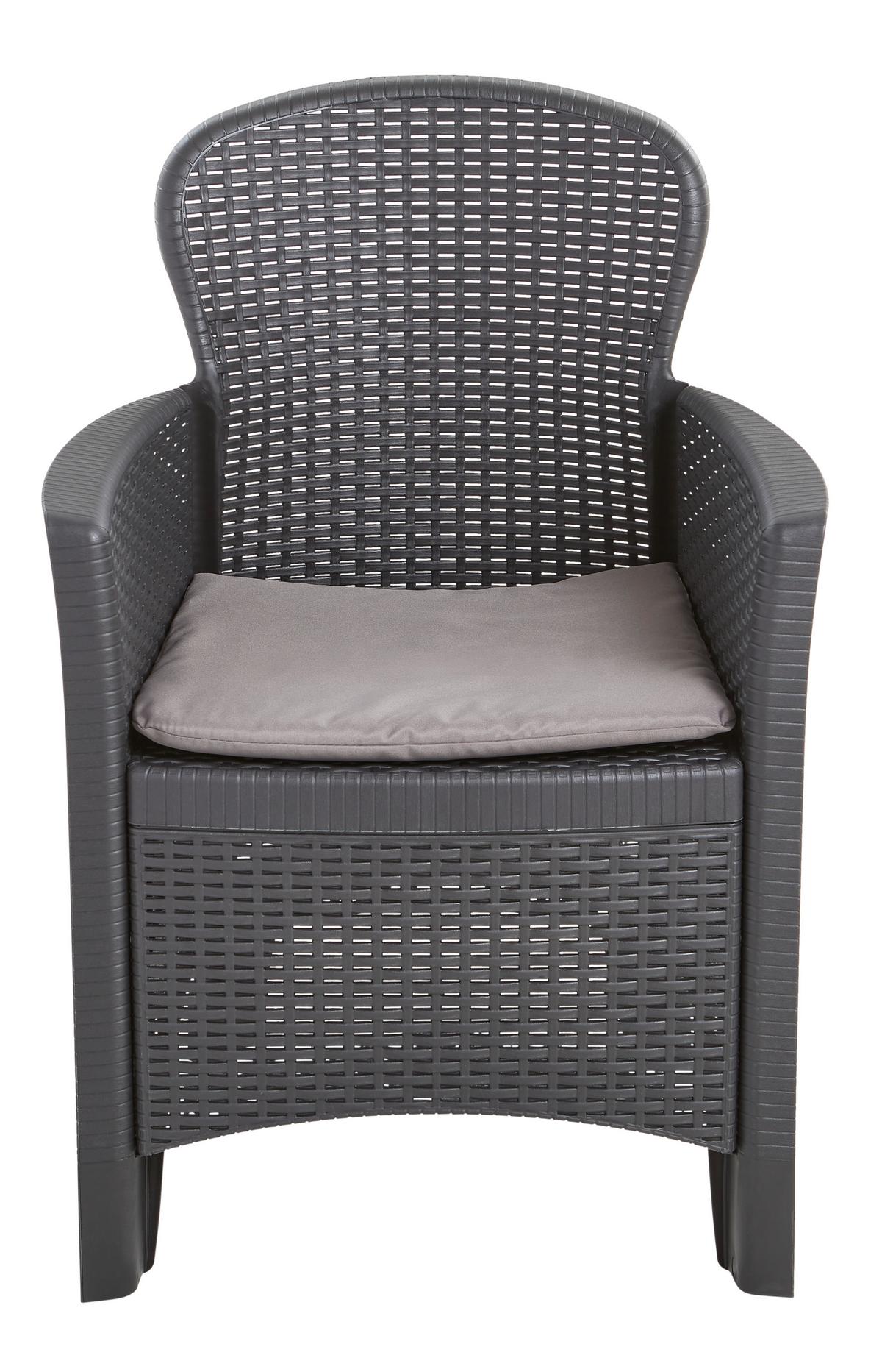 Gartengarnitur Jungle - Anthrazit/Hellgrau, Basics, Kunststoff