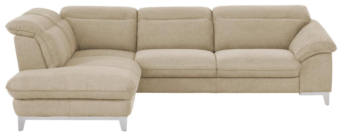 Ecksofa Mit Schlaffunktion Teresa Beige 232x293 Cm - Chromfarben/Beige, Design, Textil (232/293cm) - Livetastic