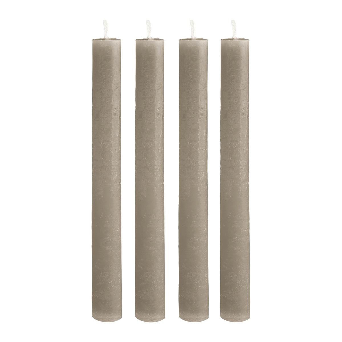 Sviečky Melia I, V: 20cm, 4ks/bal. - sivohnedá, Basics, parafín (2/20cm) - Modern Living