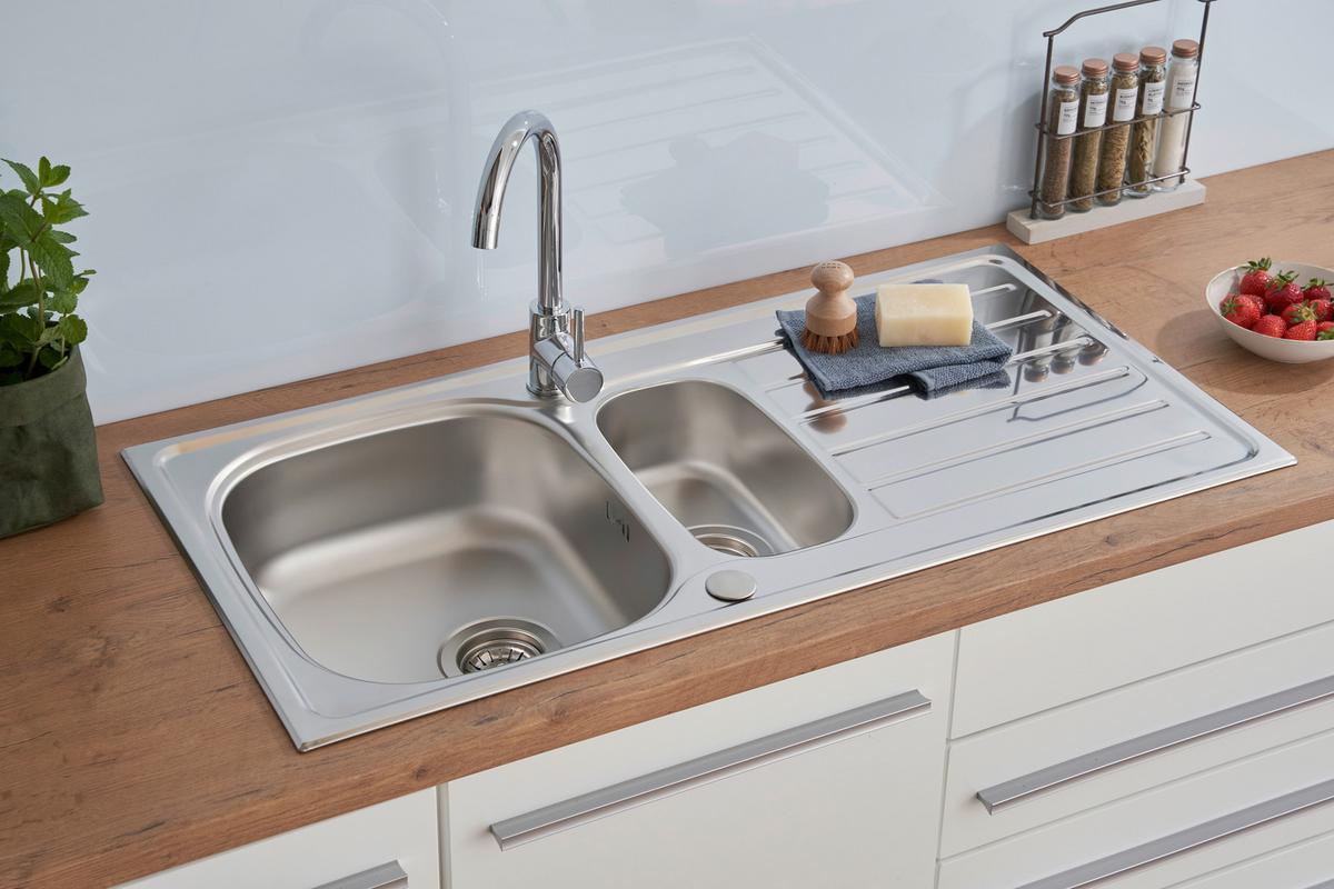 Spüle Respekta Edelstahl Bxt: 100x50 cm - Edelstahlfarben, MODERN, Metall (100/17,5/50cm) - Respekta