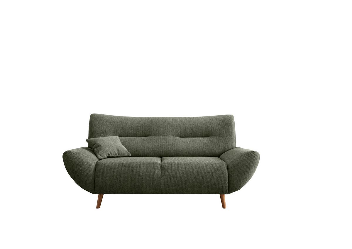 2-Sitzer-Sofa Chenille Dunkelgrün, Rücken Echt - Wildeiche/Dunkelgrün, MODERN, Textil (173/81/90cm) - MID.YOU