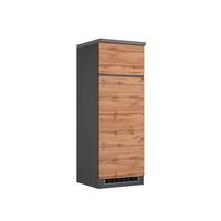 Kühlschrank-Umbauschrank Turin 60 cm Graphitfarben/Eiche - Eiche Wotan/Graphitfarben, Design, Holzwerkstoff (60/166/60cm) - Held