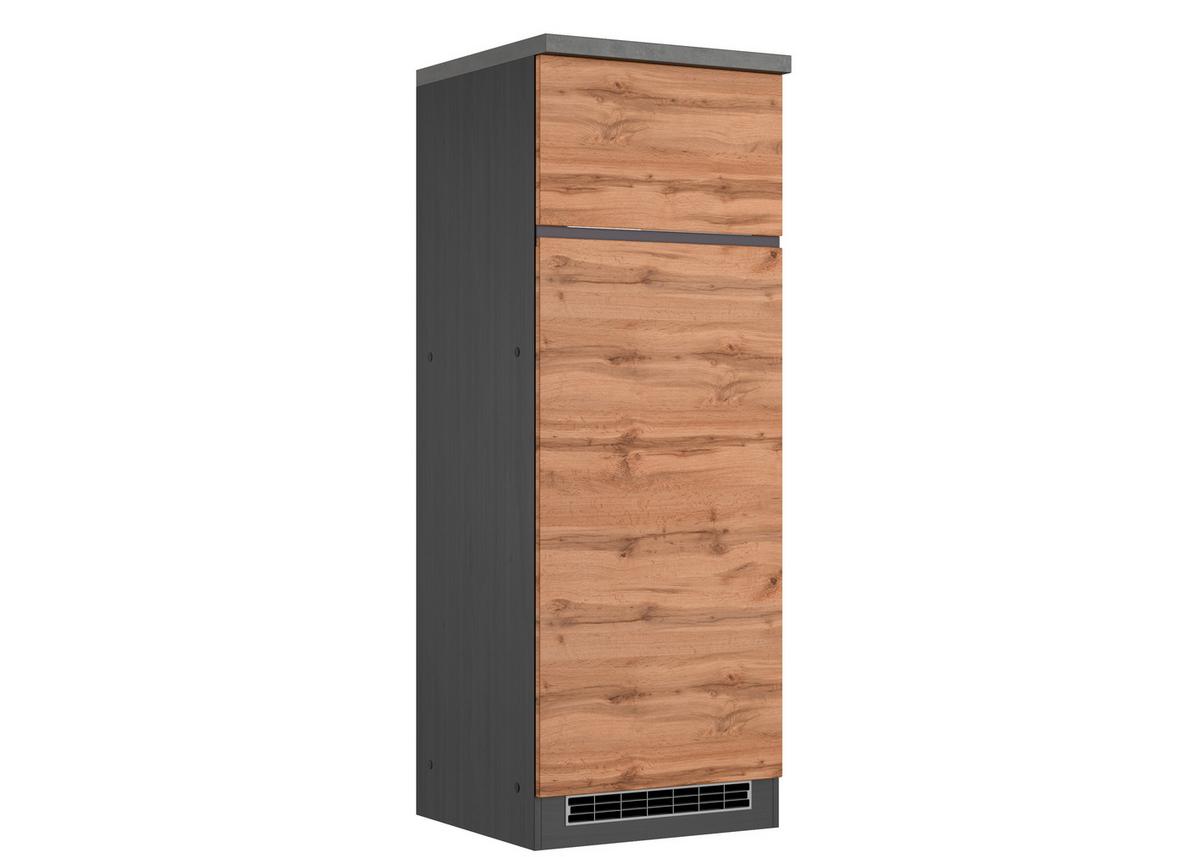 Kühlschrank-Umbauschrank Turin 60 cm Graphitfarben/Eiche - Eiche Wotan/Graphitfarben, Design, Holzwerkstoff (60/166/60cm) - Held