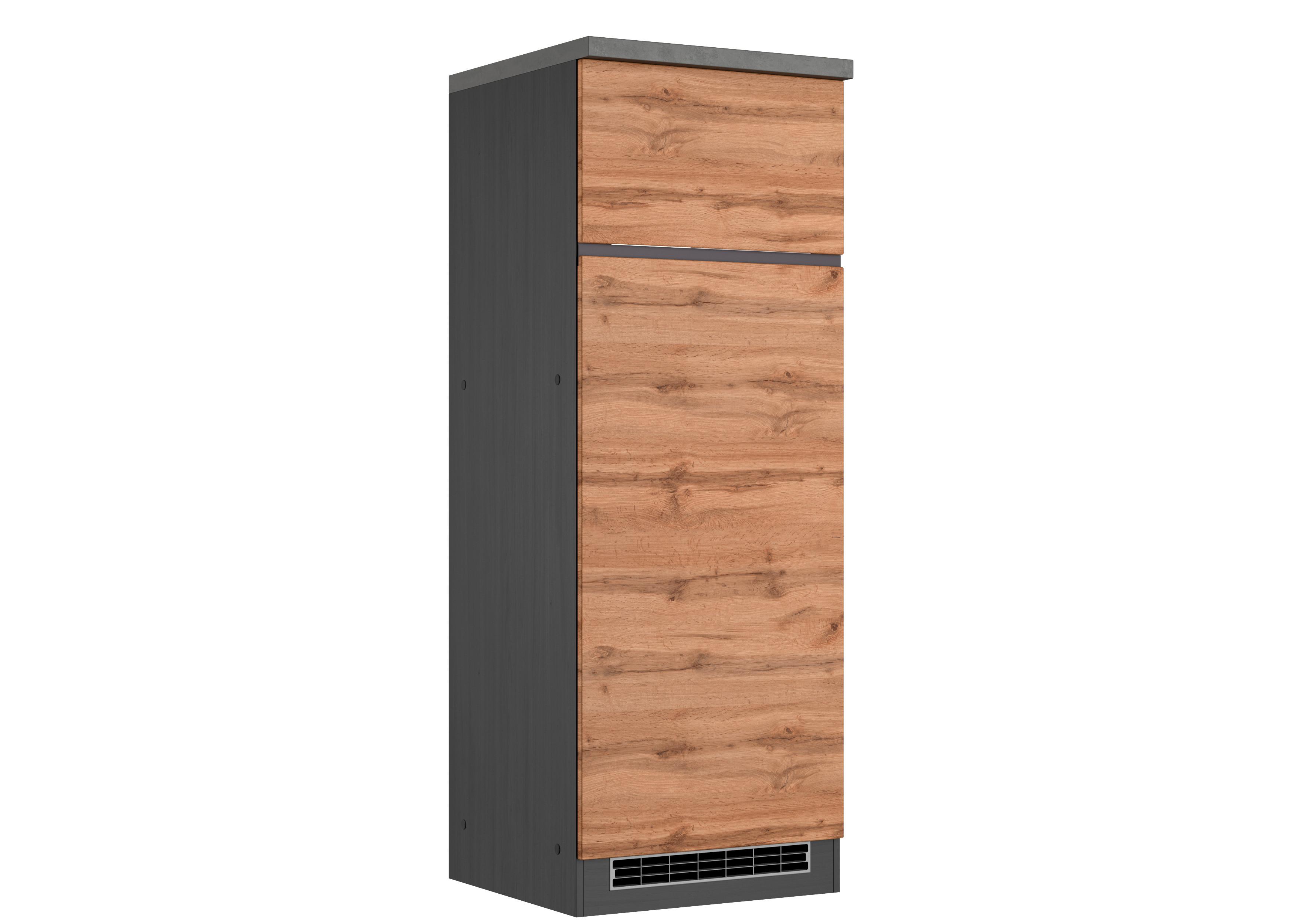 Kühlschrank-Umbauschrank Turin 60 cm Graphitfarben/Eiche