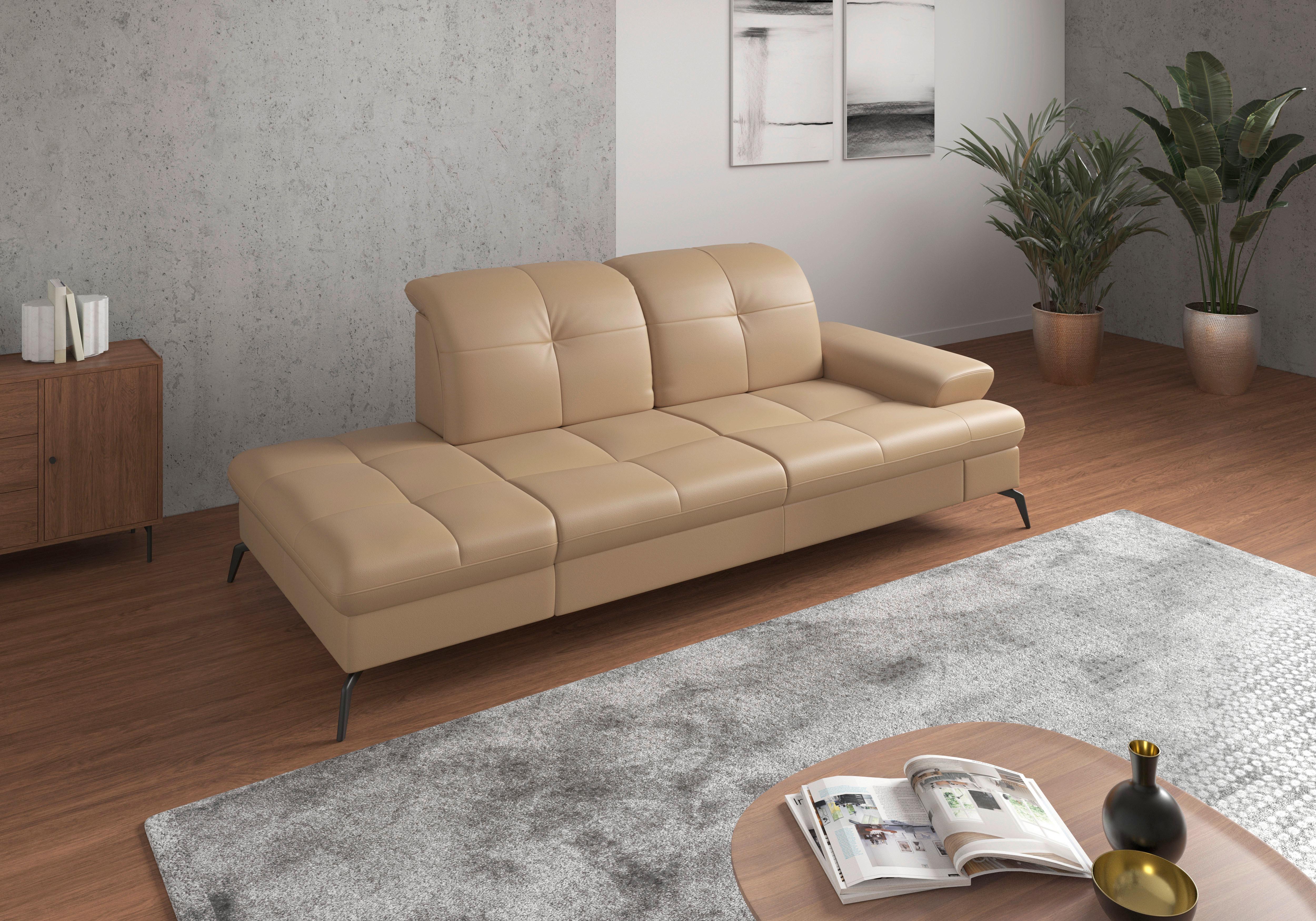 RÉCAMIERE Amica E, Cappuccino B: 231 cm - Schwarz/Cappuccino, KONVENTIONELL, Leder/Textil (231/90/122cm) - Sit & More