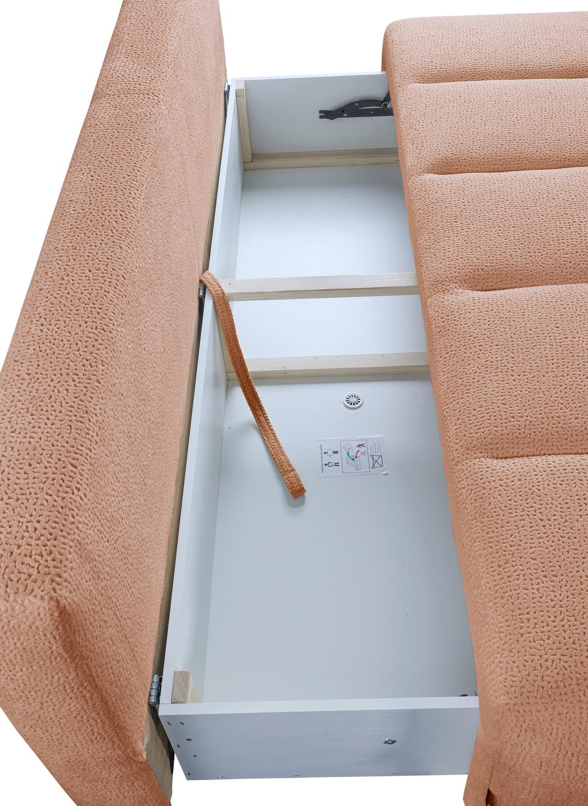 Schlafsofa Milo, Rosa B: 209 Cm - Creme/Schwarz, Design, Holz/Holzwerkstoff (209/100/103cm) - MID.YOU