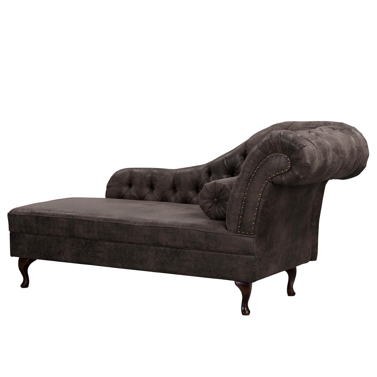 Récamiere Pako Schwarz B: 185cm - Schwarz/Braun, Design, Textil (185/93/75cm) - Livetastic