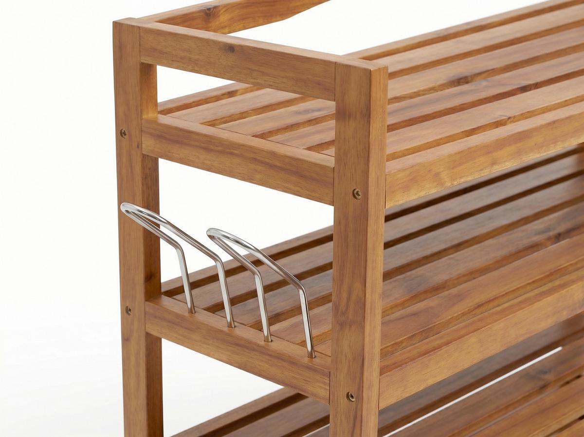 Schuhregal aus Akazie 5-Etagen LxBxH: 26x82x94 cm - Akaziefarben, Basics, Holz (26/82/94cm) - Prestige Home