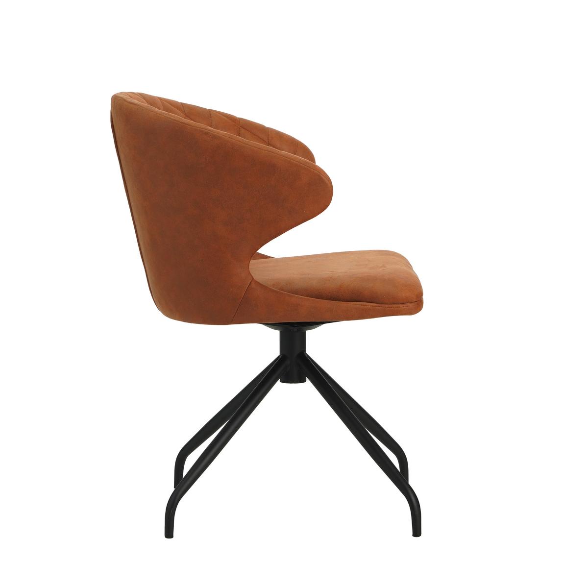 Armlehnstuhl Calais Cognac B: 56 cm - Cognac/Schwarz, MODERN, Textil/Metall (56/80/44cm) - MID.YOU