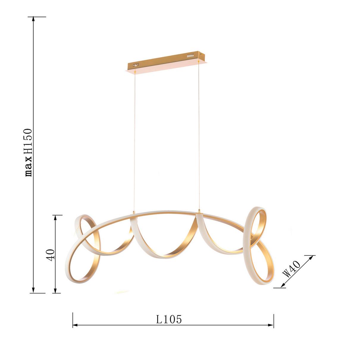 LED-Pendelleuchte Soro Goldfarben L: 102 cm - Goldfarben, Design, Metall (102/40/150cm)