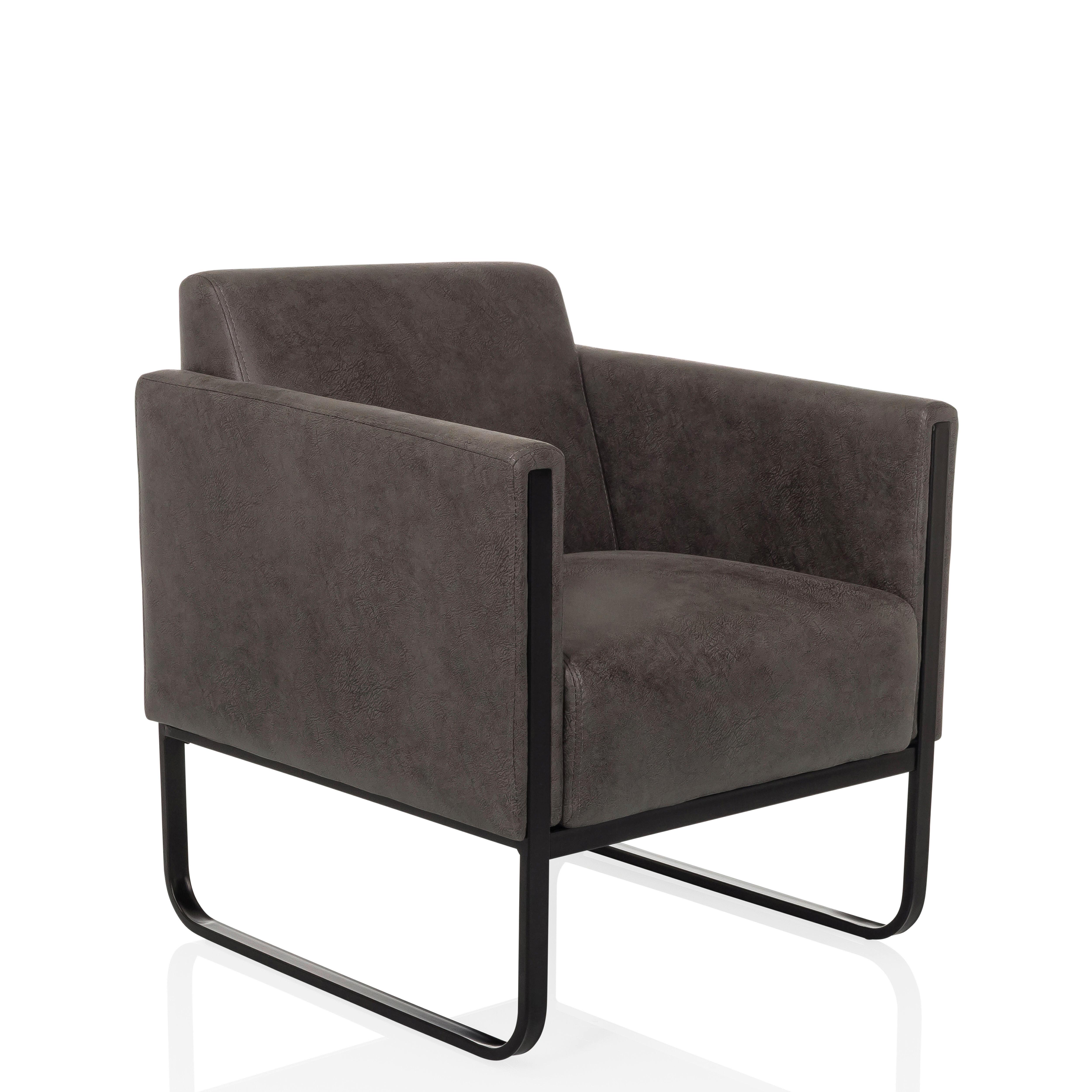LOUNGESESSEL Aruba Retro Grau B: 67cm - Schwarz/Grau, MODERN, Leder/Kunststoff (67/78/71cm) - MID.YOU