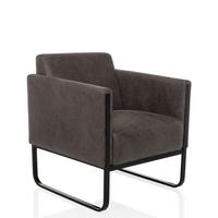LOUNGESESSEL Aruba Retro Grau B: 67cm - Schwarz/Grau, MODERN, Leder/Kunststoff (67/78/71cm) - MID.YOU