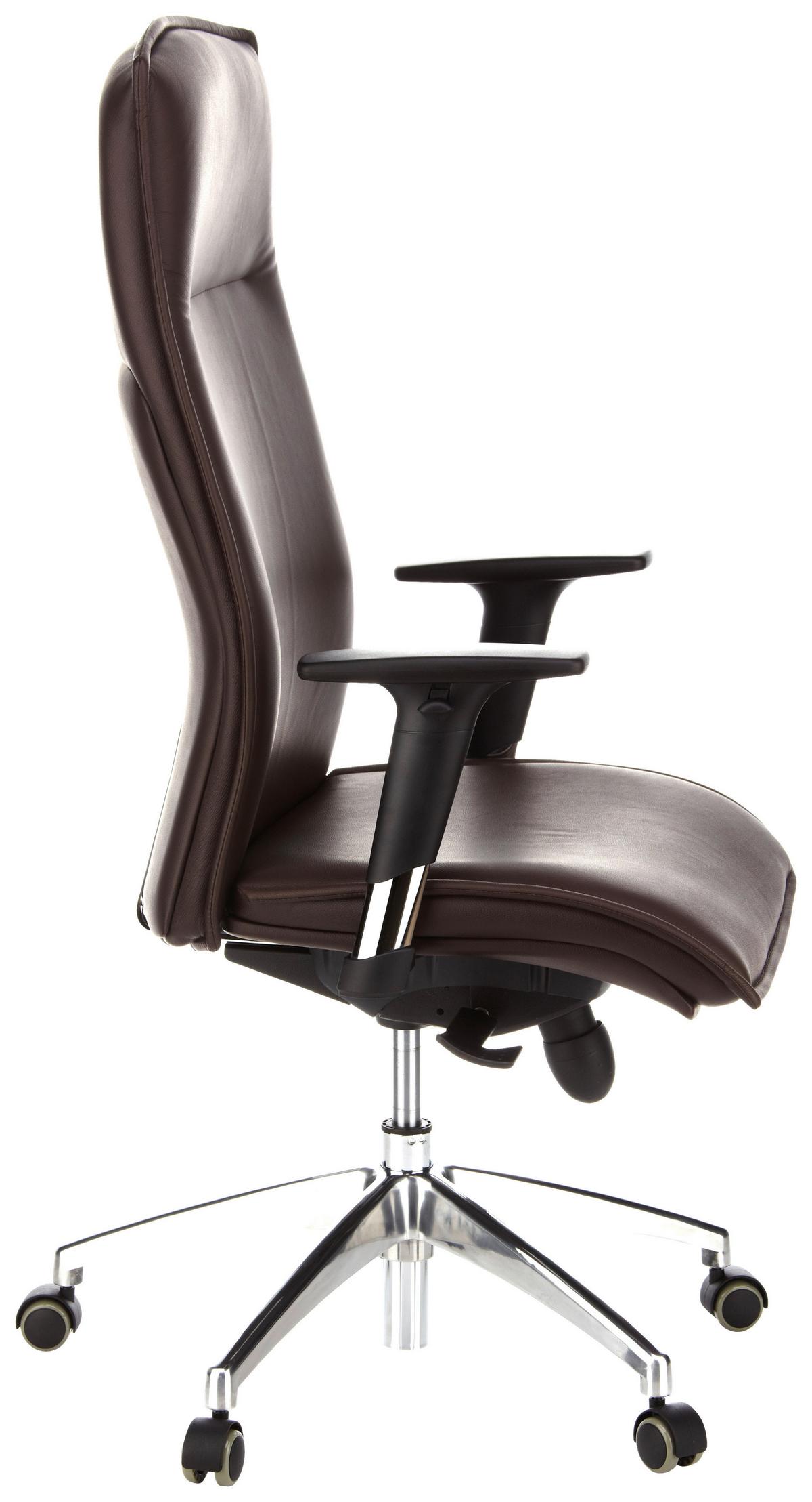 Drehstuhl Murano 20 Dunkelbraun - Dunkelbraun/Alufarben, MODERN, Leder/Kunststoff (59/133/52cm) - MID.YOU