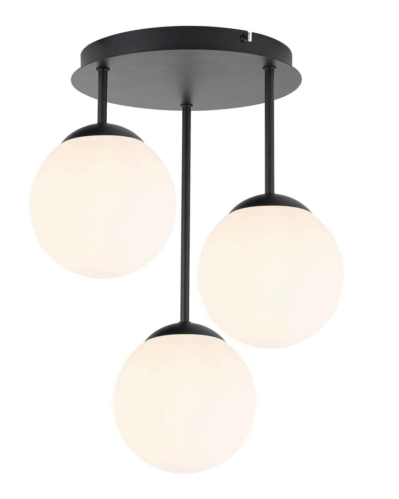 Deckenleuchte Whit - Schwarz/Weiß, MODERN, Glas/Metall (34,5/41,5cm)