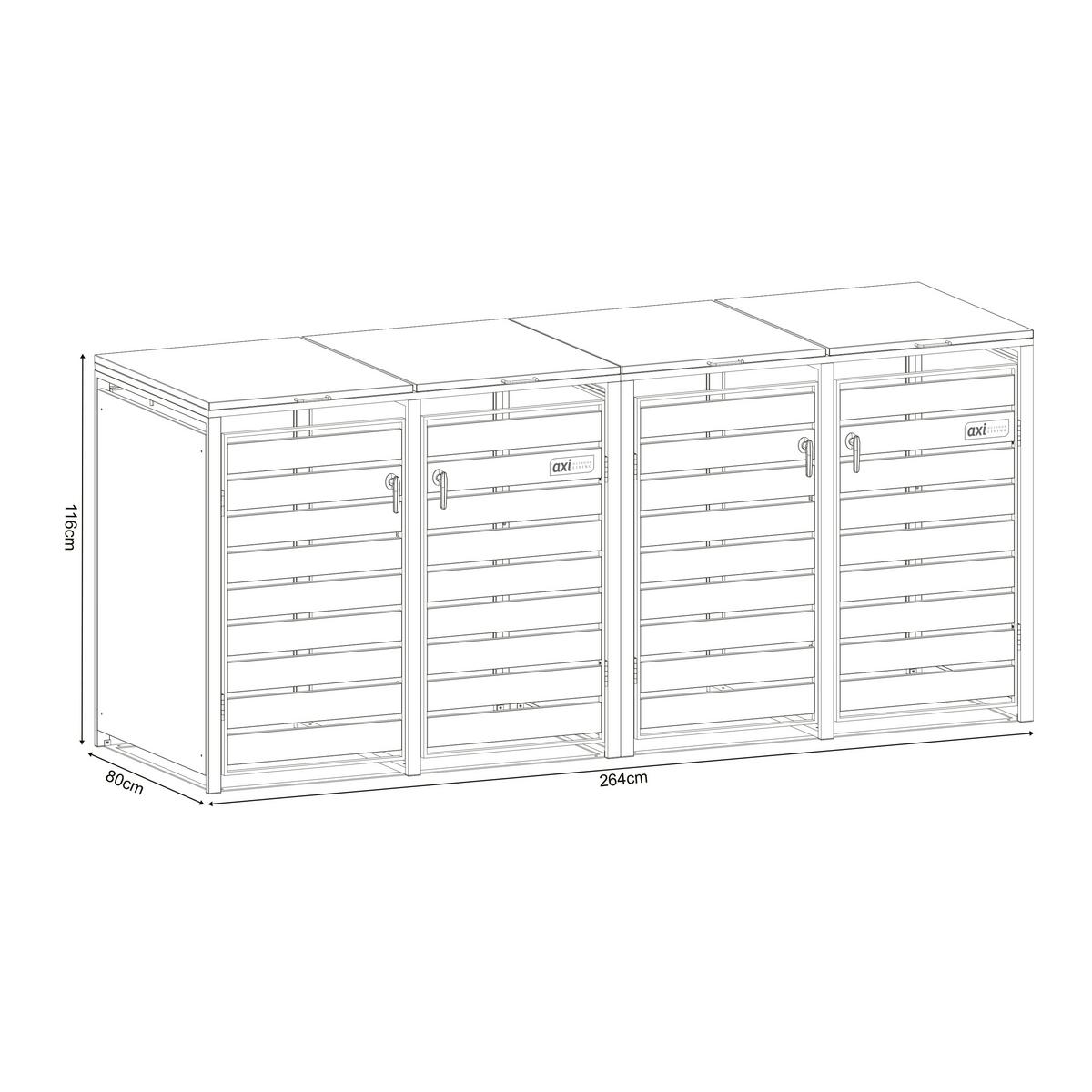 Aufbewahrungsbox Lucas 4x240 Liter - Anthrazit, Basics, Metall (264/80/116cm) - Ambia Garden