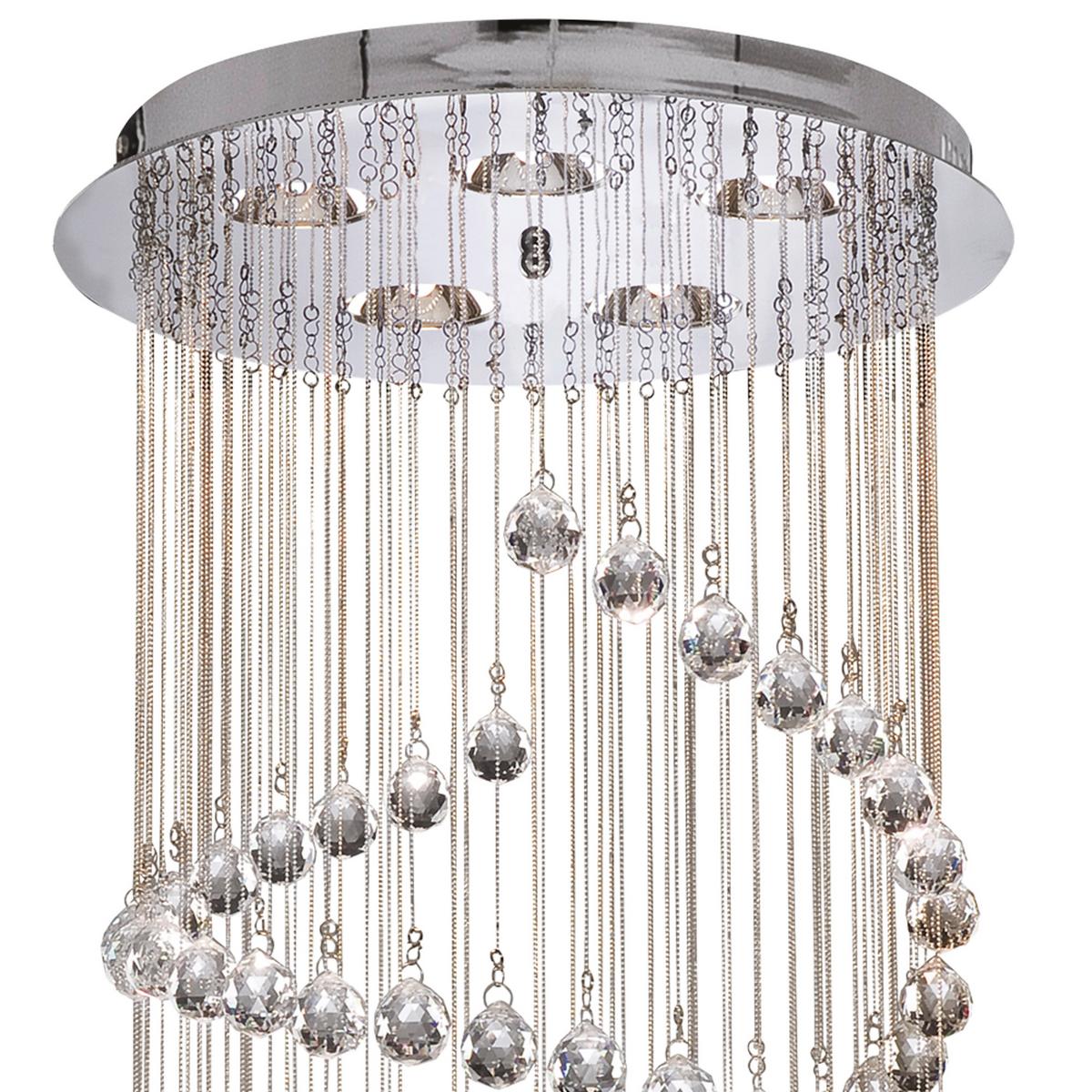Deckenleuchte Hallway Ø 39 Cm, 5-Flammig, Dimmbar - Chromfarben, Design, Glas/Metall (39/80cm)