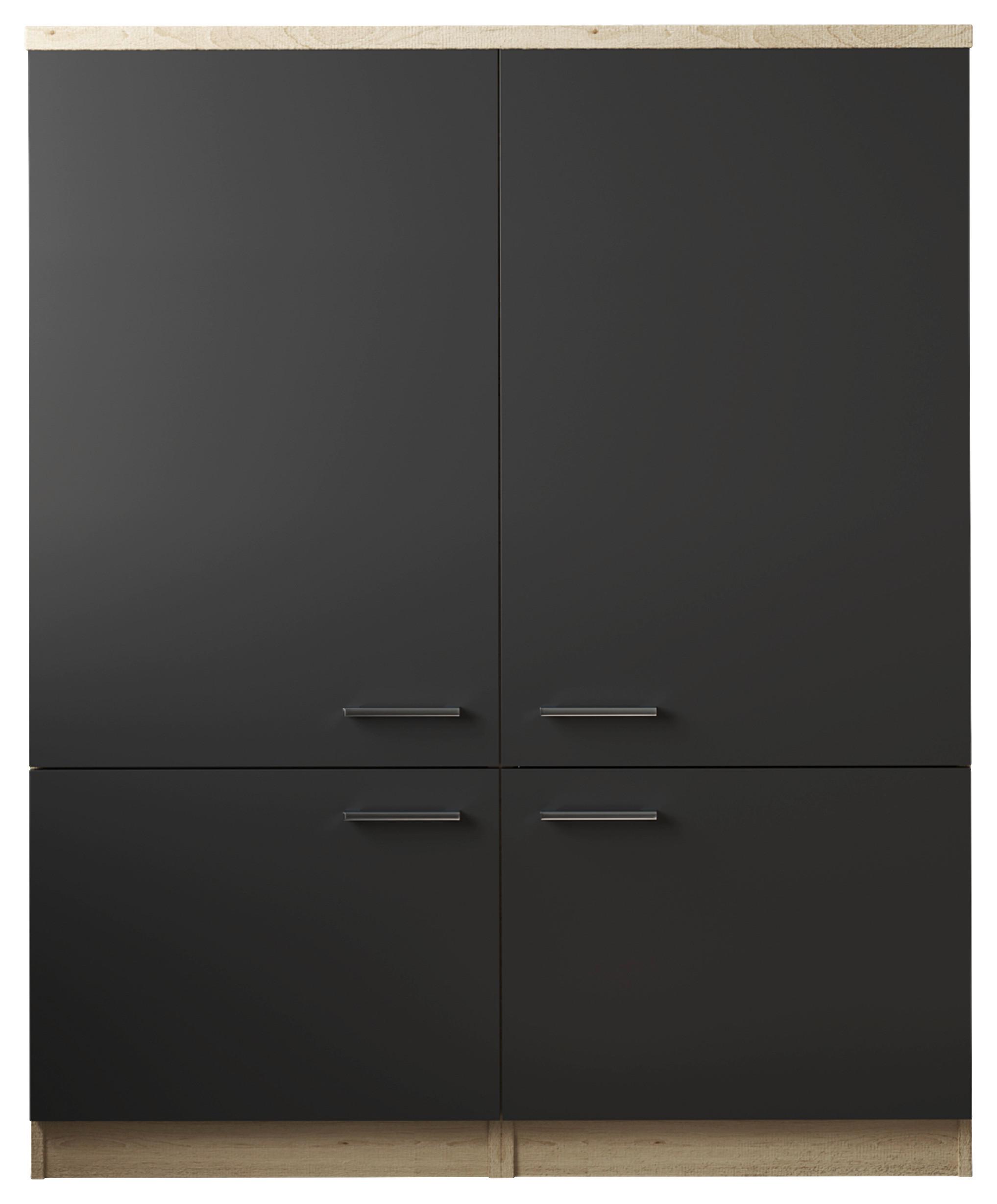 Hochschrank Merle Schwarz, Eiche Dekor B: 120 Cm