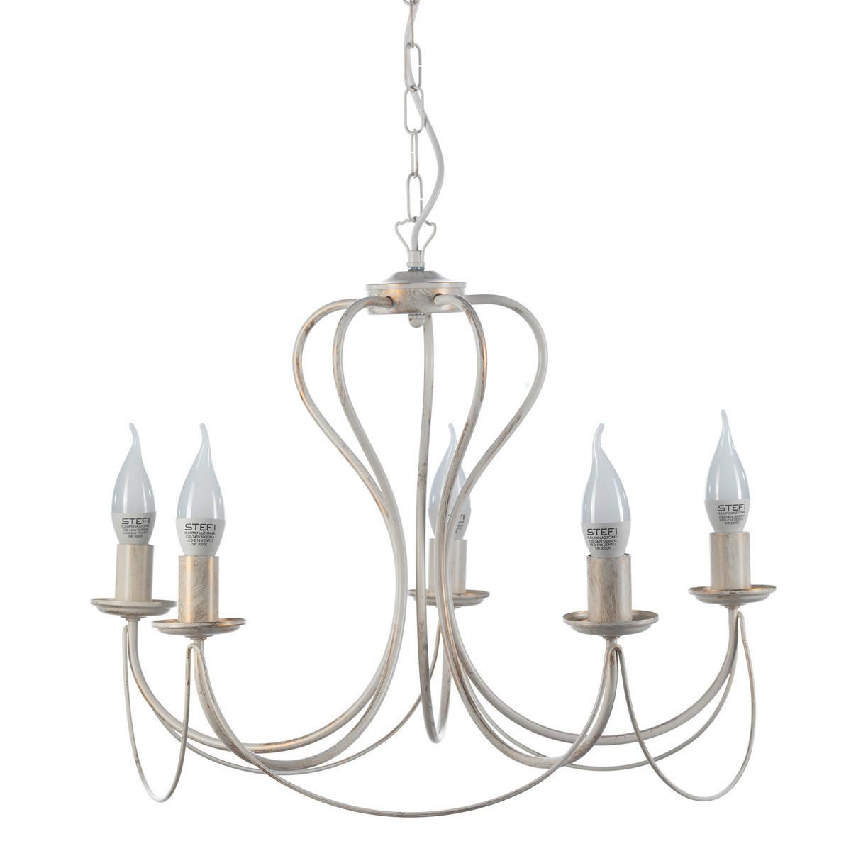Kronleuchter 4236/5a - Weiß, KONVENTIONELL, Metall (55/105cm)