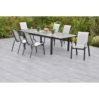Gartengarnitur 7-Tlg Amalfi aus Aluminium - Graphitfarben/Grau, MODERN, Textil/Metall - Gardenson