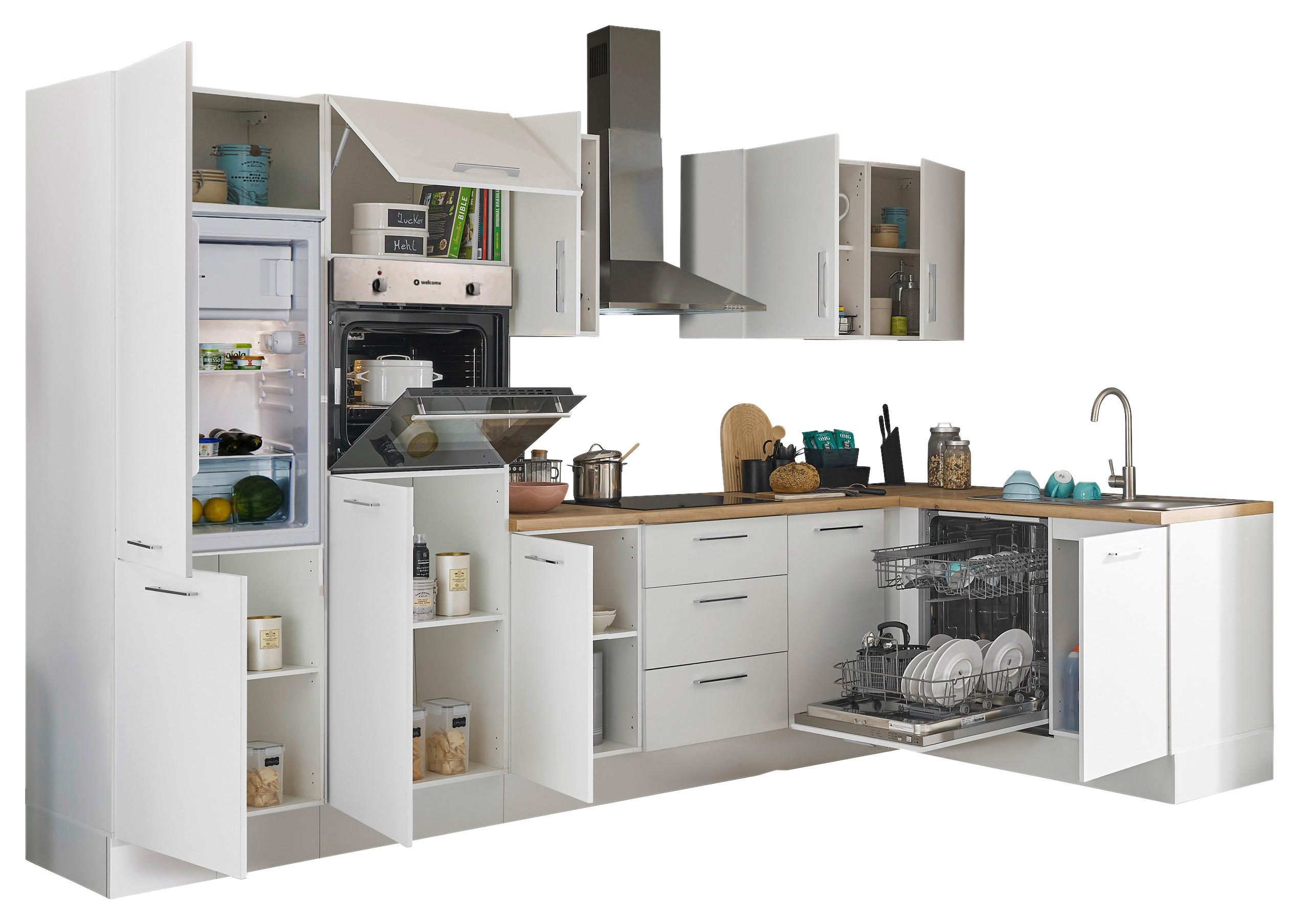 Eckküche Turin Weiß/Eiche Dekor 340x175 cm - Weiß/Eiche Artisan, Basics, Holzwerkstoff (340/175cm) - MID.YOU