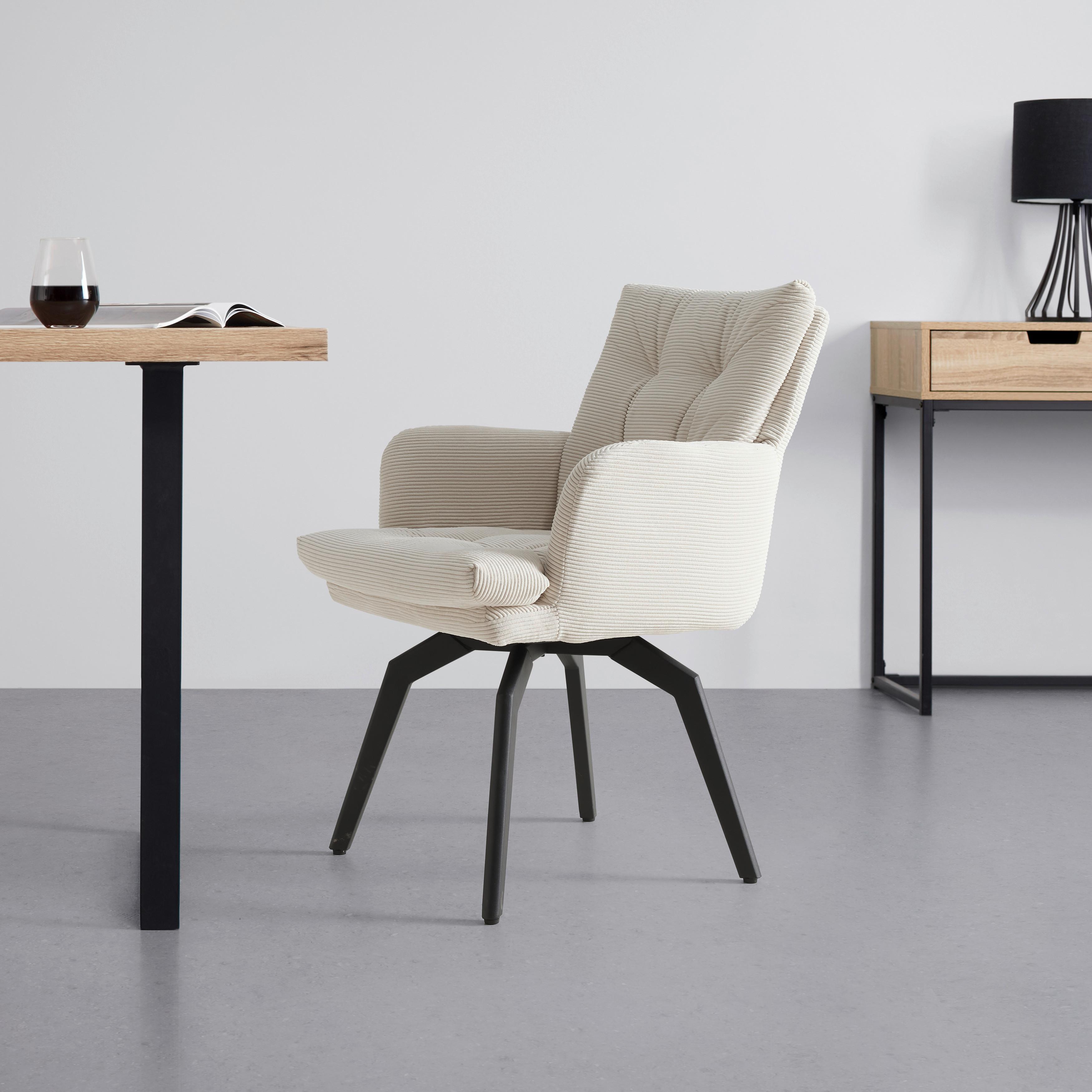 ŽIDLE S PODRUČKAMI HANNA - bílá/černá, Moderní, kov/textil (60/88/64cm) - Mömax