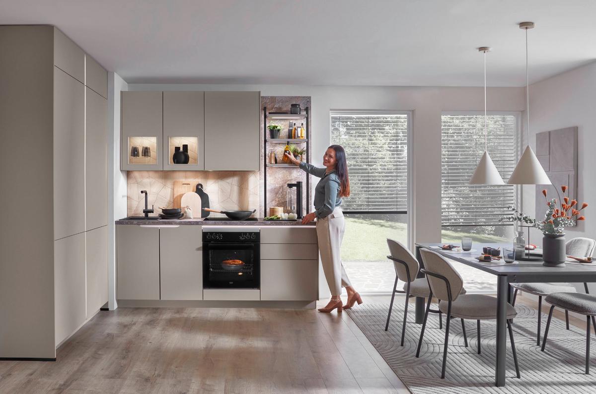 Eckküche Sidney - Hellbraun/Dunkelbraun, MODERN, Holzwerkstoff (218,1/273,2cm) - Vertico