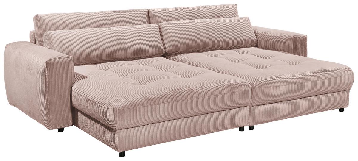Mega pohovka LOVESEAT světle růžová - černá/světle růžová, Konvenční, kompozitní dřevo/textil (292/90/194cm) - MID.YOU