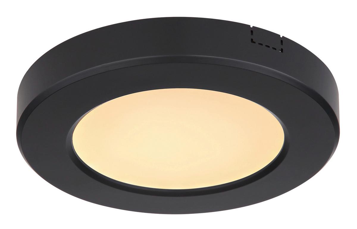 Led-deckenleuchte Lasse Ø 12,6 Cm - Opal/Schwarz, Basics, Kunststoff (12,6/1,8cm) - Globo