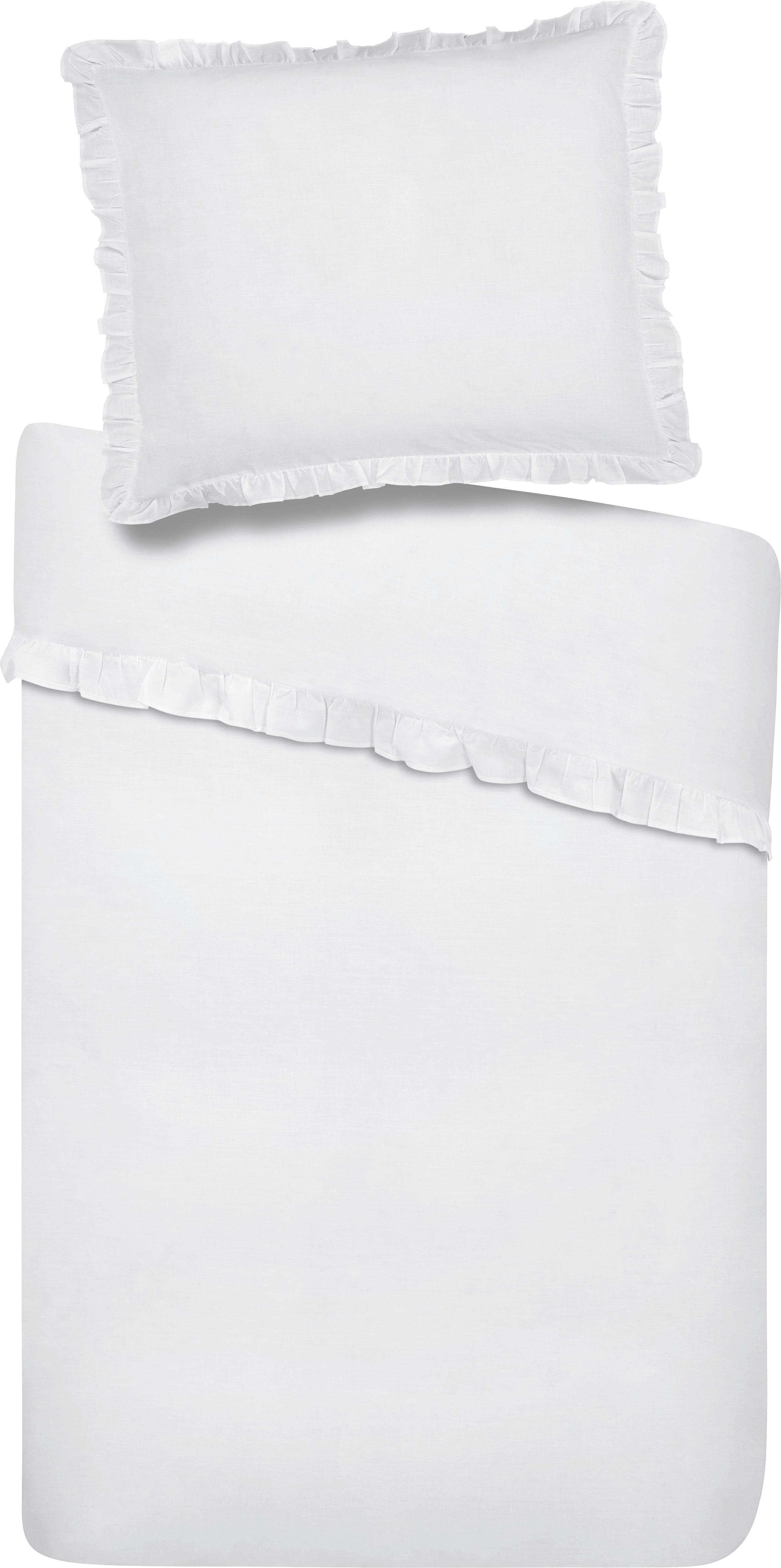 POVLEČENÍ Ruschen, 70/90 140/200cm - bílá, Romantický / Rustikální, textil (140/200cm) - Zandiara