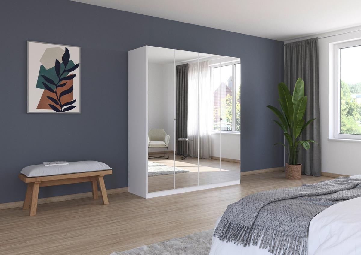 Kleiderschrank Reflect inkl. Inneneinteilung, 2 Körbe - Silberfarben/Weiß, MODERN, Holzwerkstoff (181/210/54cm)