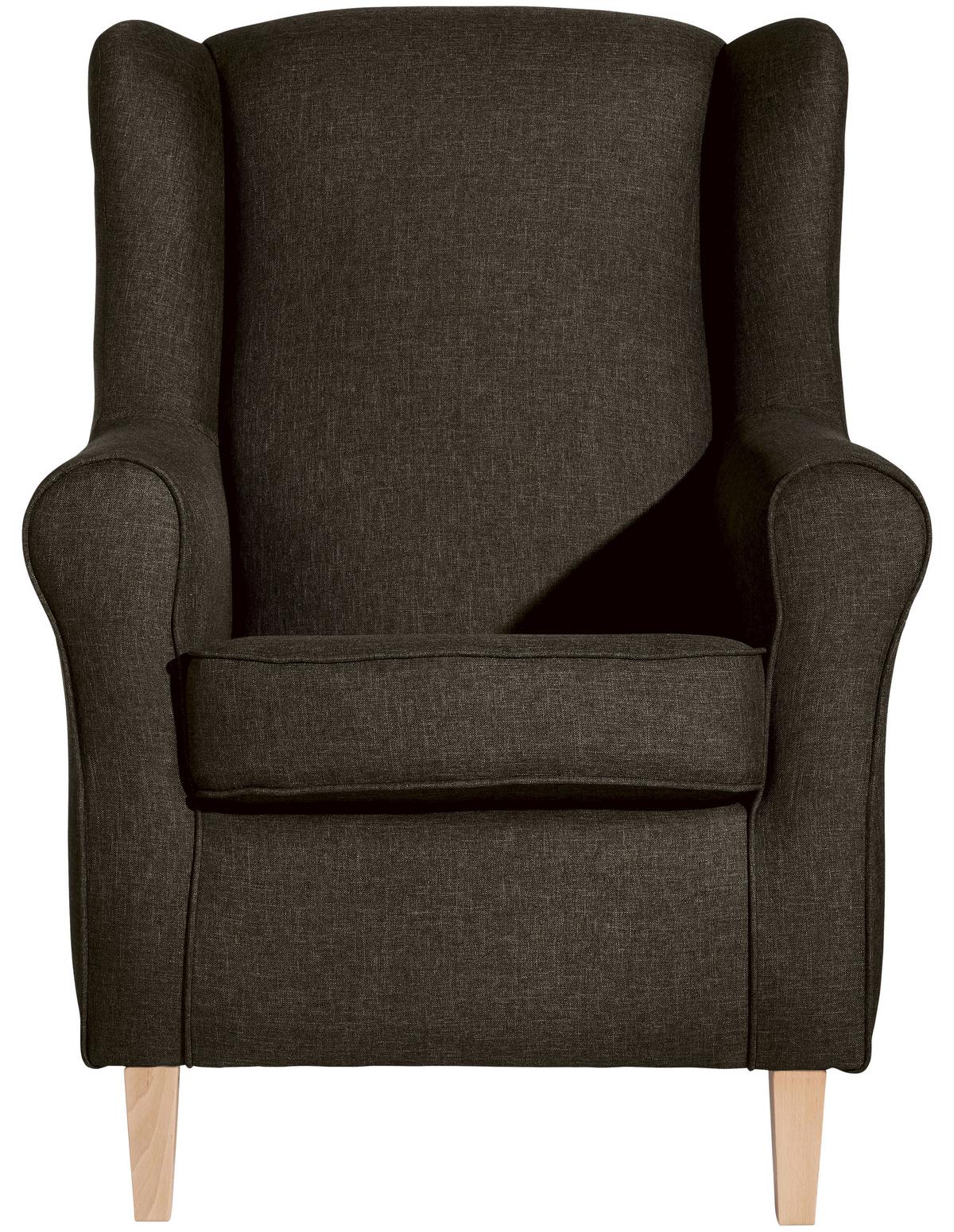 Ohrensessel mit Armlehnen Lorris Flachgewebe Braun - Buchefarben/Braun, Design, Textil (77/103/86cm) - Max Winzer