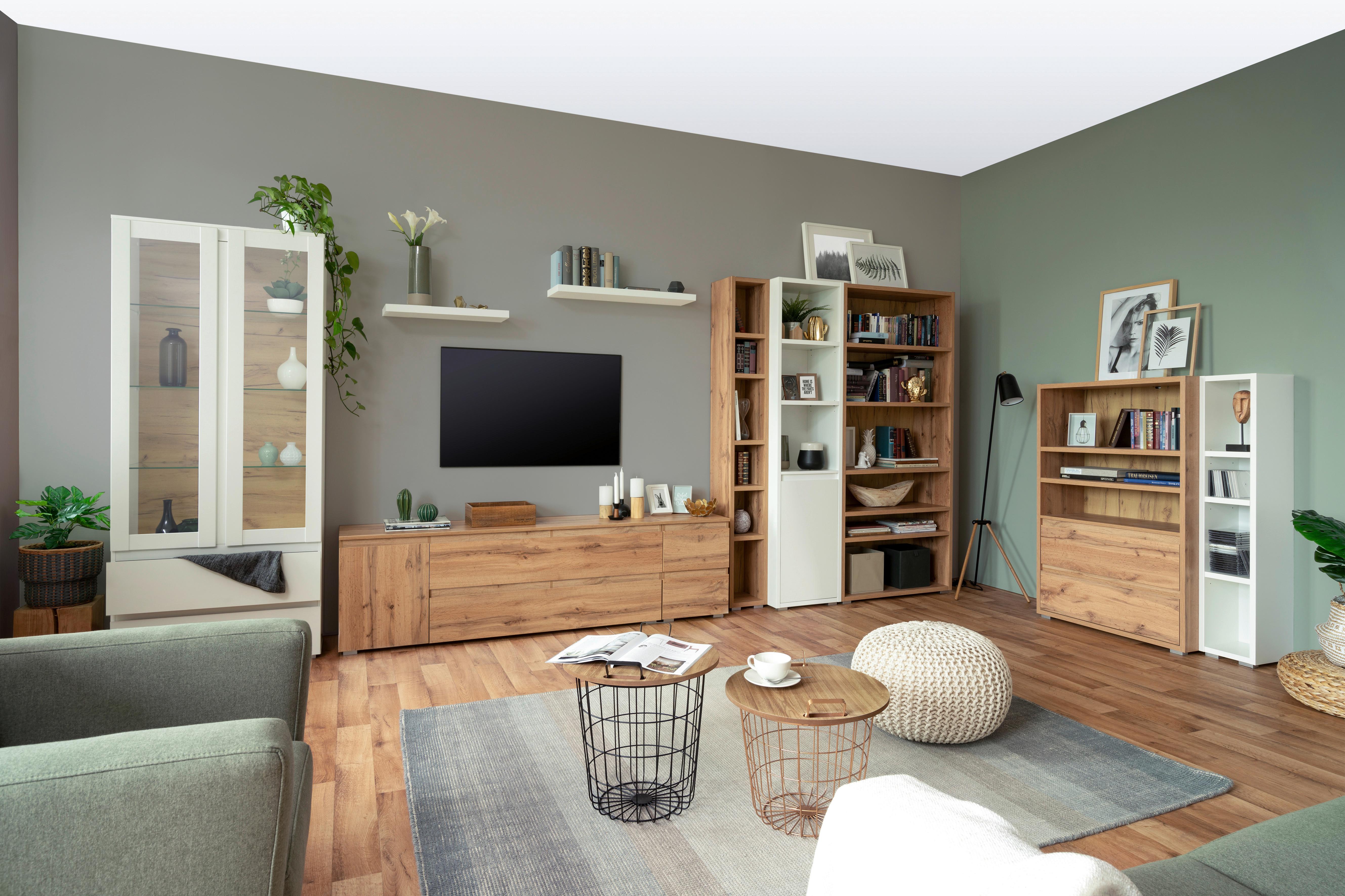 Regal Image 45 cm Weiß - Silberfarben/Weiß, Basics, Holzwerkstoff (45/191/37cm) - MID.YOU